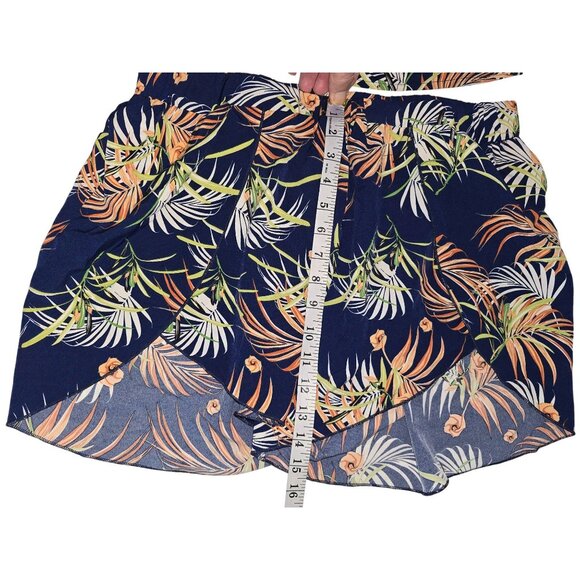 Shein Size XL Off Shoulder Halter Top with Wrap Hem Shorts Tropical Print Multic - Picture 4 of 6